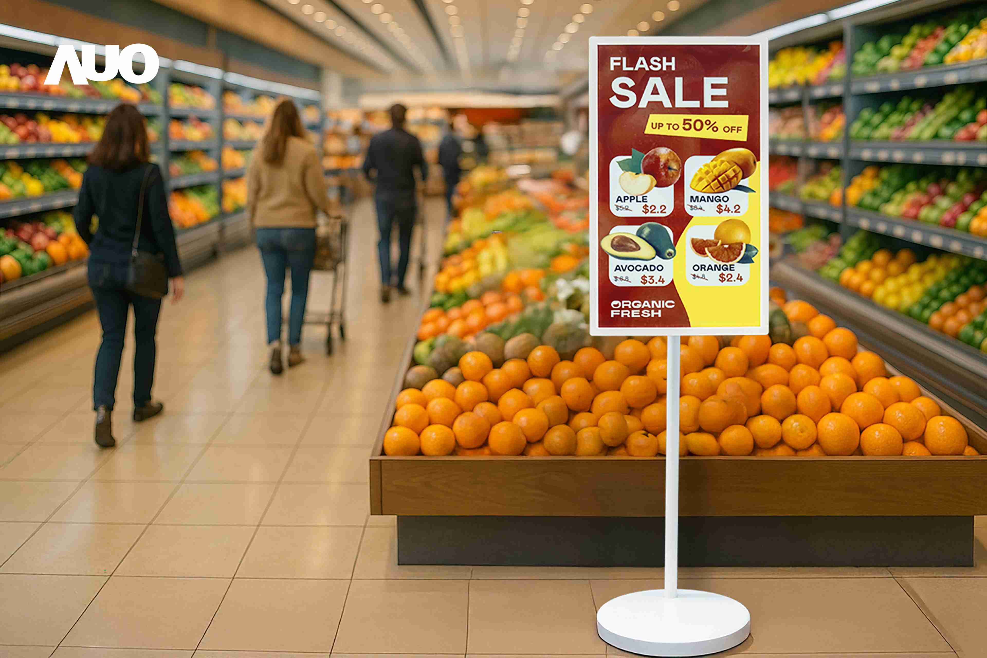 达擎首亮相低功耗、、、全彩的〝aecoPost电子纸解决方案〞，，，，仅在更新画面时需要微量的电力驱动，，无需布建电线的便捷设计，，使其可灵活应用、、、、随意置放，，，，并可透过云端或行动装置app，，轻松管理及排程广告内容，，晋升店头营销利器。。