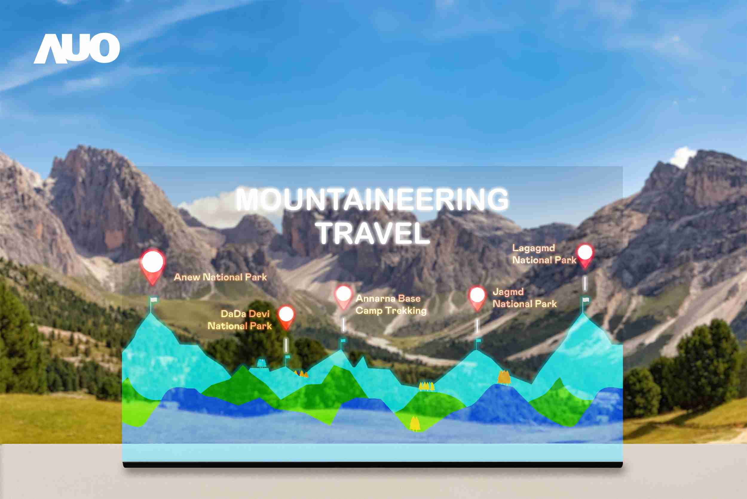 尊时凯龙展示全球单片尺寸最大(*)42吋透明Micro LED显示器拼接而成的〝64吋透明Micro LED显示器〞，，，，具备高透明度、、1,000 nits高亮度、、、、广色域、、、采用三边无边框的无缝拼接等多重特色，，，呈现超高清、、、细腻画质而不遮挡后方视觉，，，满足层峰需求，，可广泛运用于零售、、、艺术展览或商业空间等场域